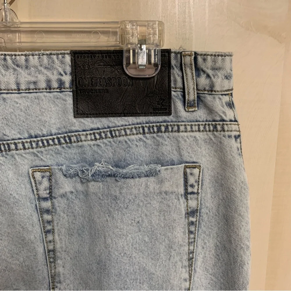 One Teaspoon Blue Graffiti Straight Leg Jeans Size 18 - Picture 14 of 16